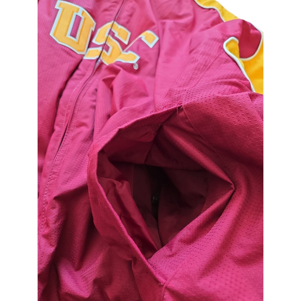 Majestic USC Trojans Bomber Jacket Mens XL Cardinal Gold Full Zip NCAA Vintage - Picture 9 of 16